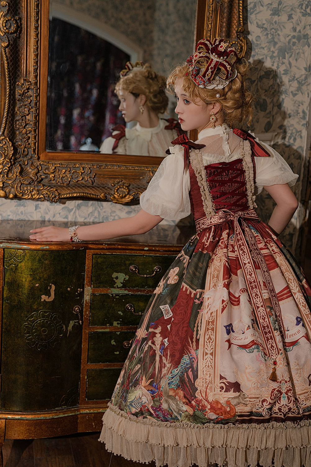 Miss Point~Kaleidoscope~Classical Lolita Shirt Dot Gauze Detachable Puff Sleeve Blouse Customized 35392:488866