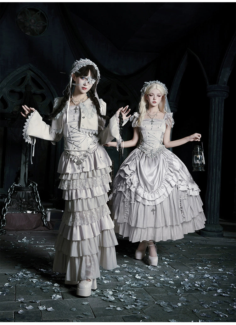 With PUJI - Letter and Poetry · Humanoid Robot - Silver Gothic Lolita Mermaid Skirt Set 43861:787632
