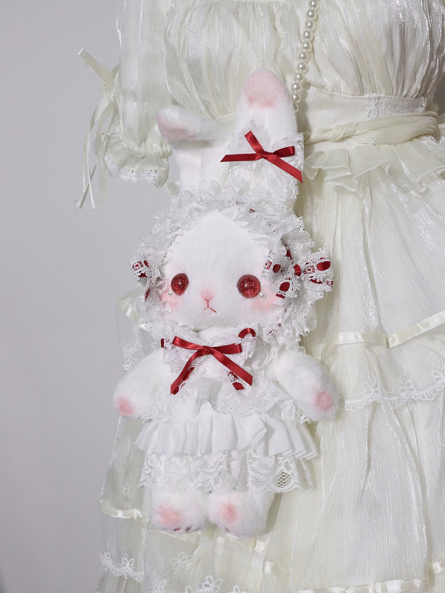 Bear Star - Plush Bunny Lolita Bag, Detachable Pearl Chains