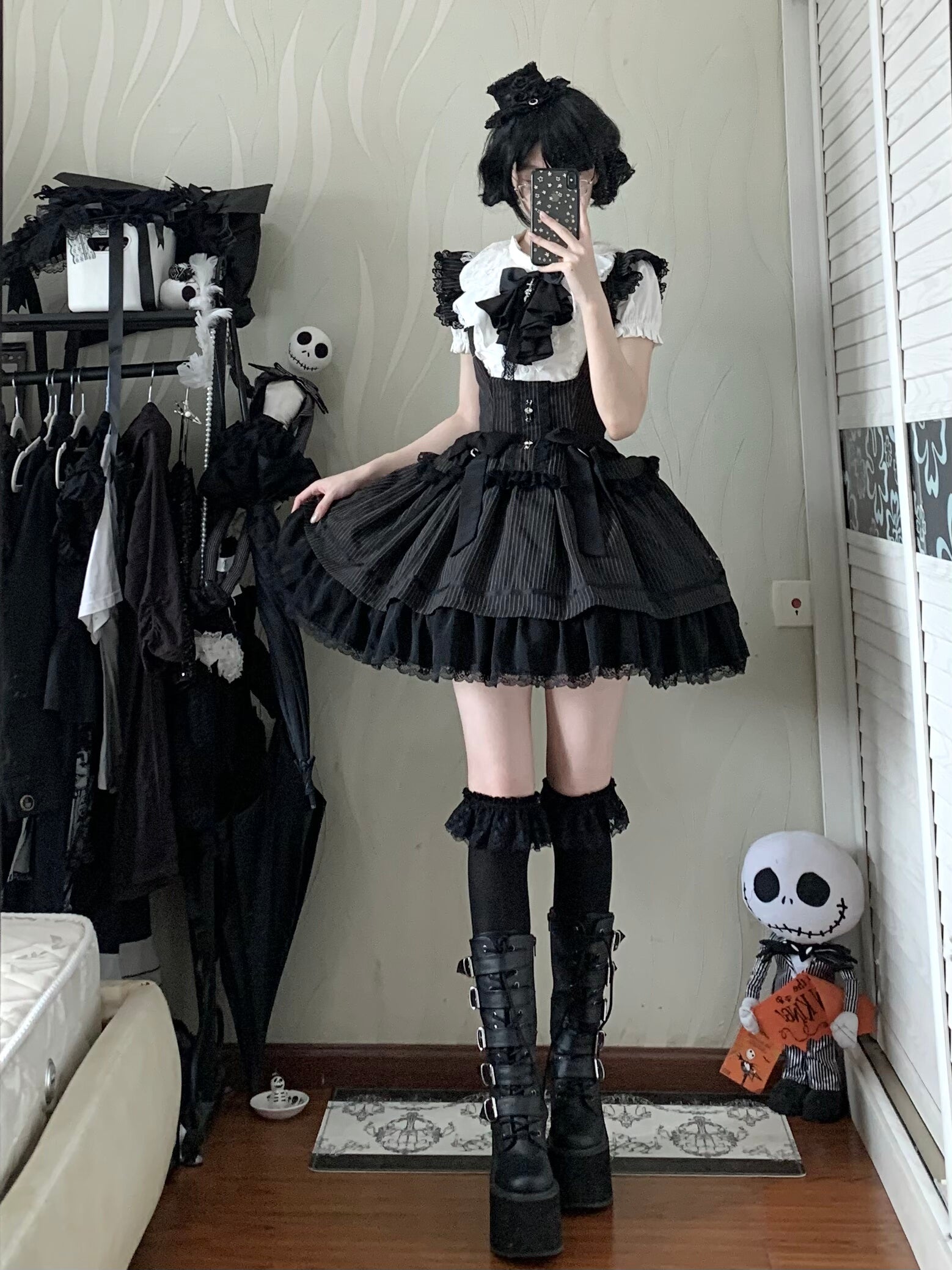 Moon Oath - Gothic Lolita Bust-supporting JSK Dress, Striped Style 44489:811253