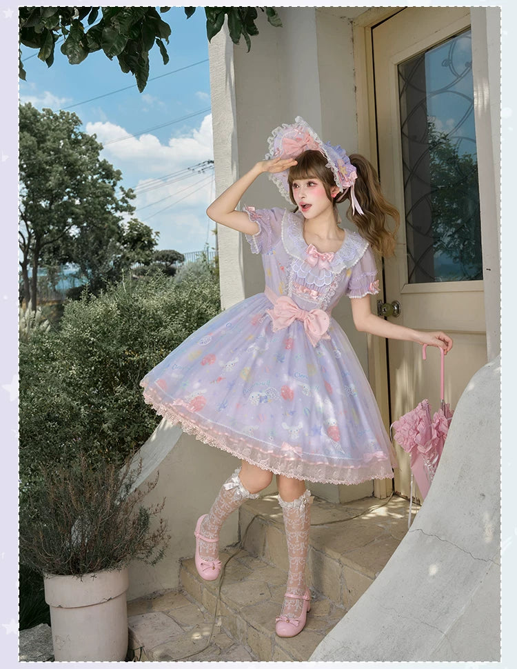 Cinnamoroll Ocean Fantasy - IP Collab Sweet Lolita Tiered JSK & OP Dress, Cinnamoroll Print 45995:871866