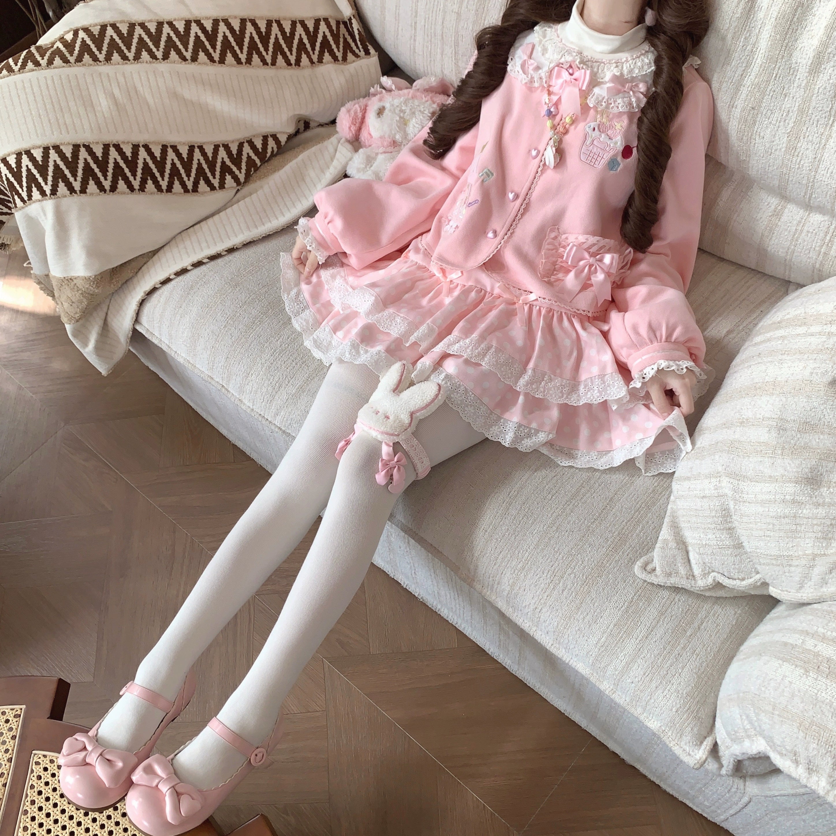 Sissy the shepherd - Dessert Paradise - Embroidered Kawaii Lolita Cardigan, Cotton knitted 44212:798767