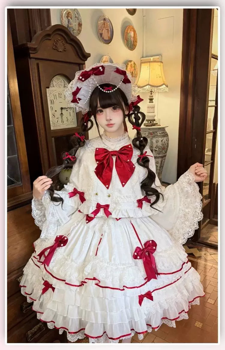 Star Porcelain Doll - Sweet Lolita JSK Dress Set, Tiered Ruffle Hem 46093:874762