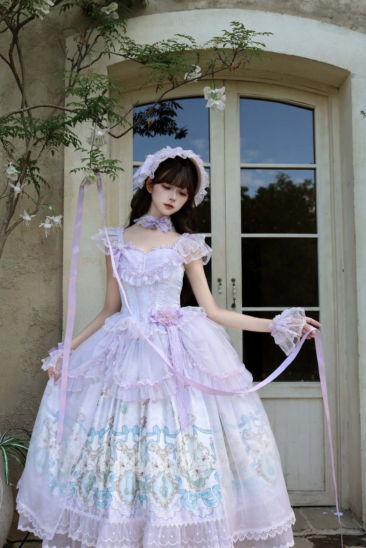 Lily Narrative - Classic Lolita JSK Dress Set, Lily Floral Print 46095:874891