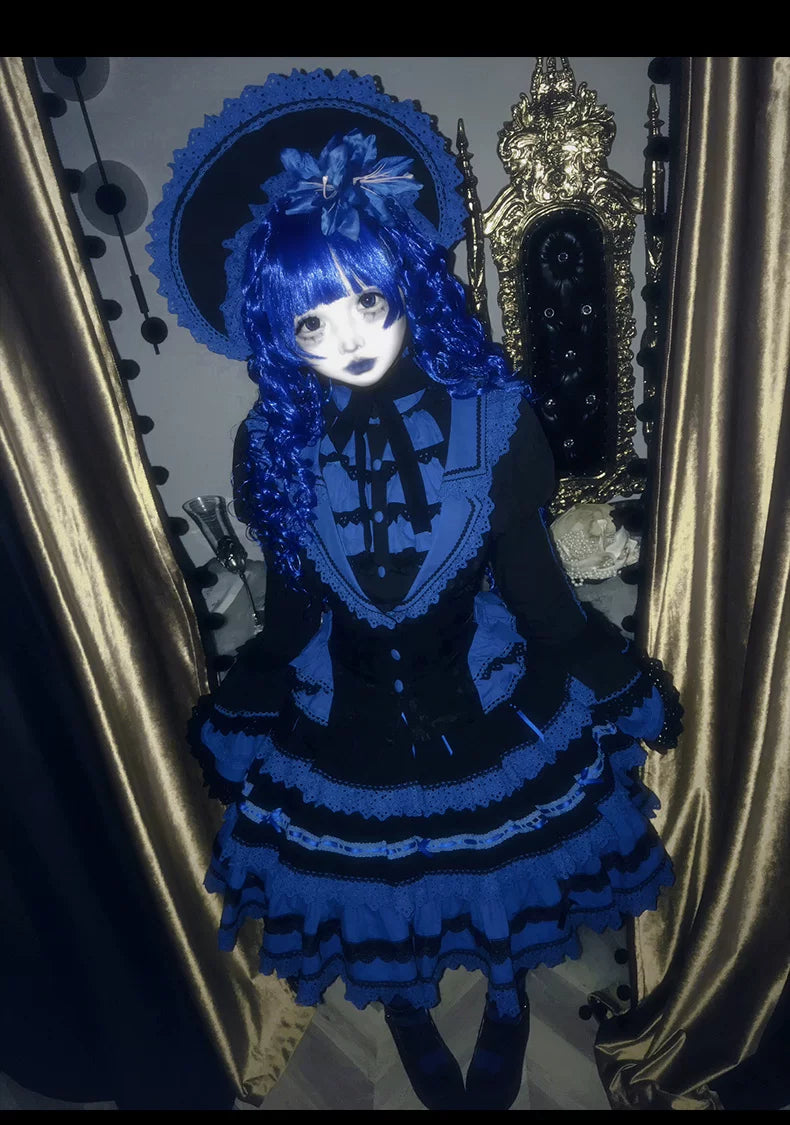 Nightmare - Gothic Lolita Ruffled Blouse and Tiered Skirt Set 45439:852803