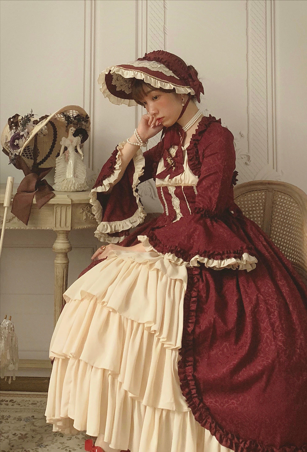 Henrietta - Victoria Doll - Vintage Lolita Adjustable Bonnet Multicolor