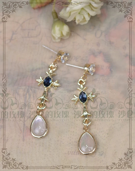 Classic Lolita Necklace & Earrings, Artificial Pearl Rhinestone