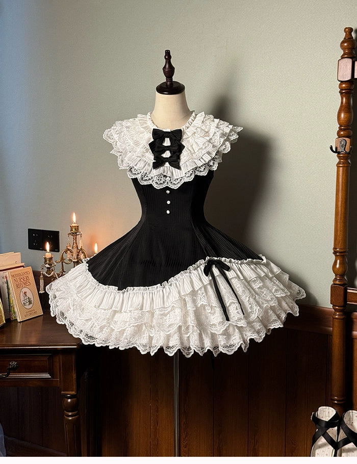 Alice Girl~Arrogant Miss~Sweet Lolita Jumper Dress with Tiered Lace Dress 41484:699456