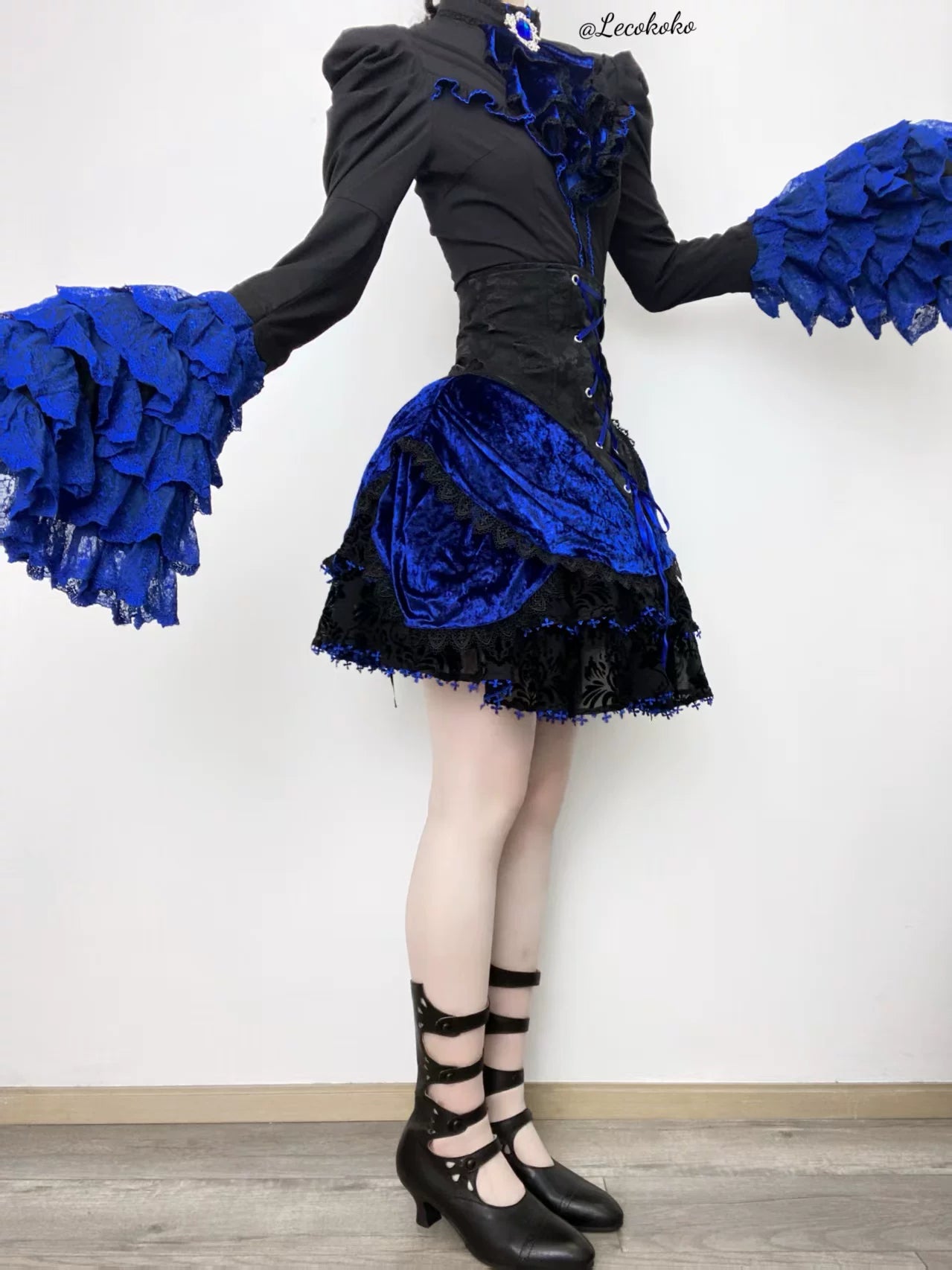 Twilight Hour - Gothic Lolita Hime-sleeve Blouse & Corset Skirt Set 45373:845752
