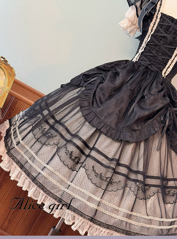 Alice Girl - Yesterday Morning Mist - Classic Lolita OP Bust-supporting Tiered Ruffles Lolita Dress