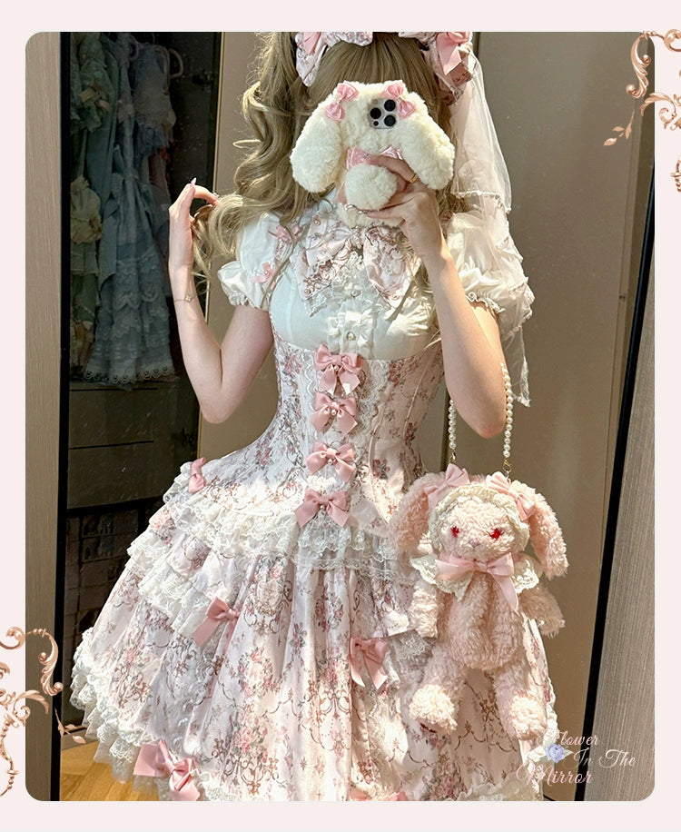 Mengfuzi - FLower in the Mirror - Old-School Lolita Bodice & SK Set, Short-Sleeved OP 44280:802249