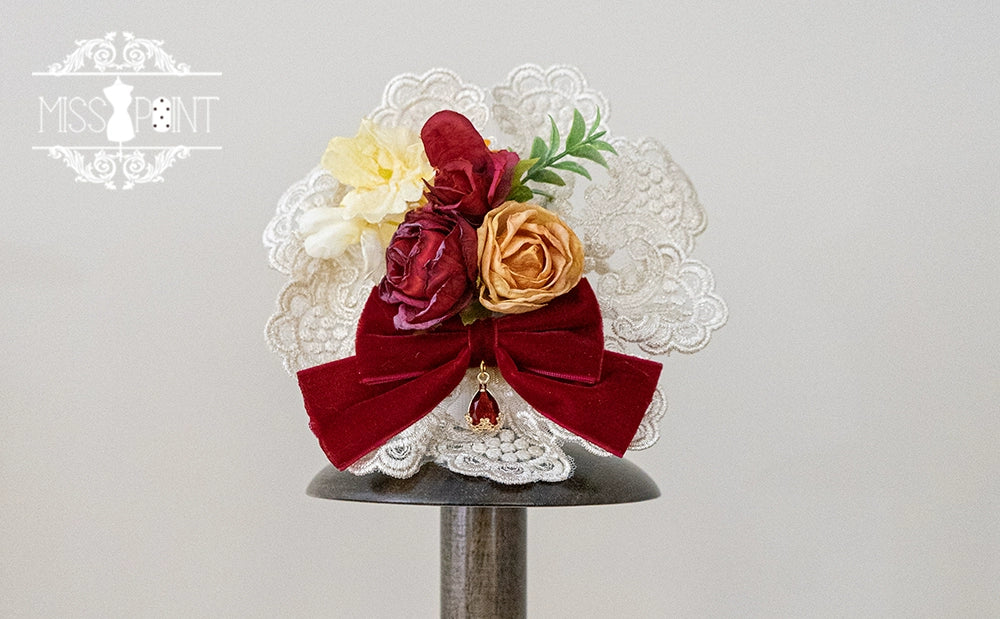 Miss Point~Kaleidoscope~Retro Lolita Headdress Bonnet Set and Necklace flower headdress 35412:489818