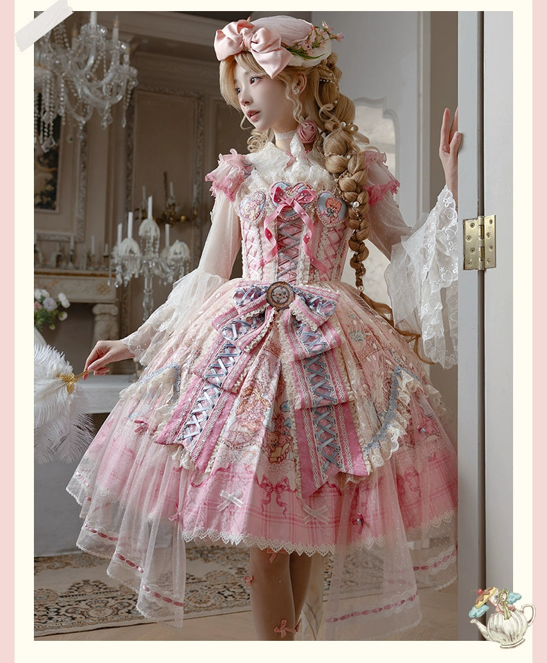 YingLuoFu - Doll Fantasy Box - Sweet Lolita JSK Dress & Tulle Blouse Set 44261:801477
