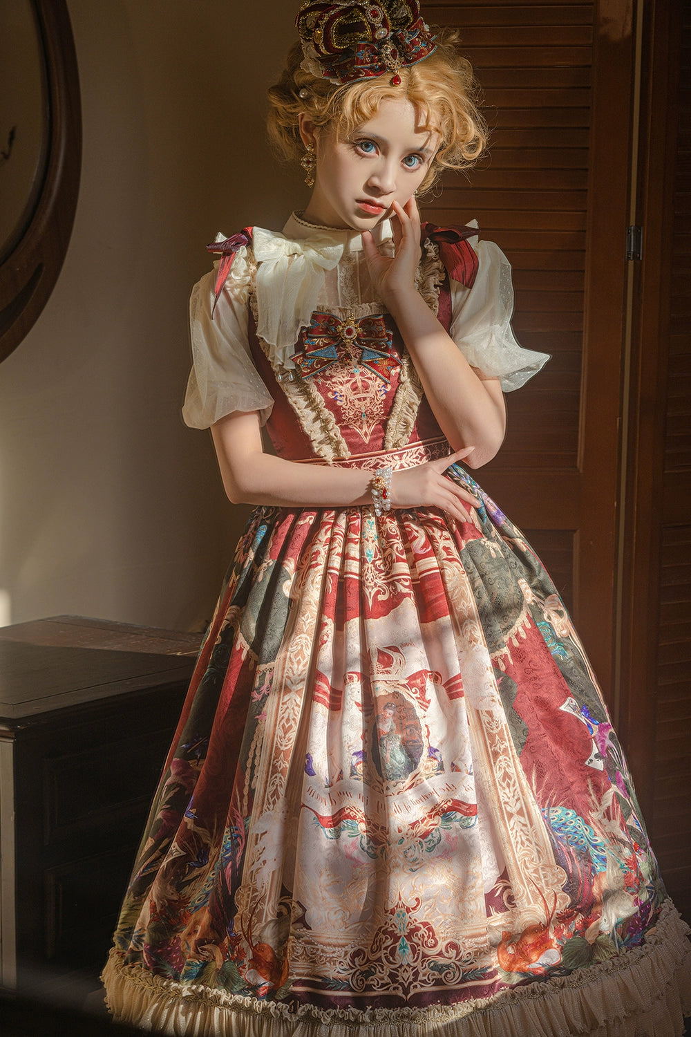 Miss Point~Kaleidoscope~Classical Lolita Shirt Dot Gauze Detachable Puff Sleeve Blouse Customized 35392:488872
