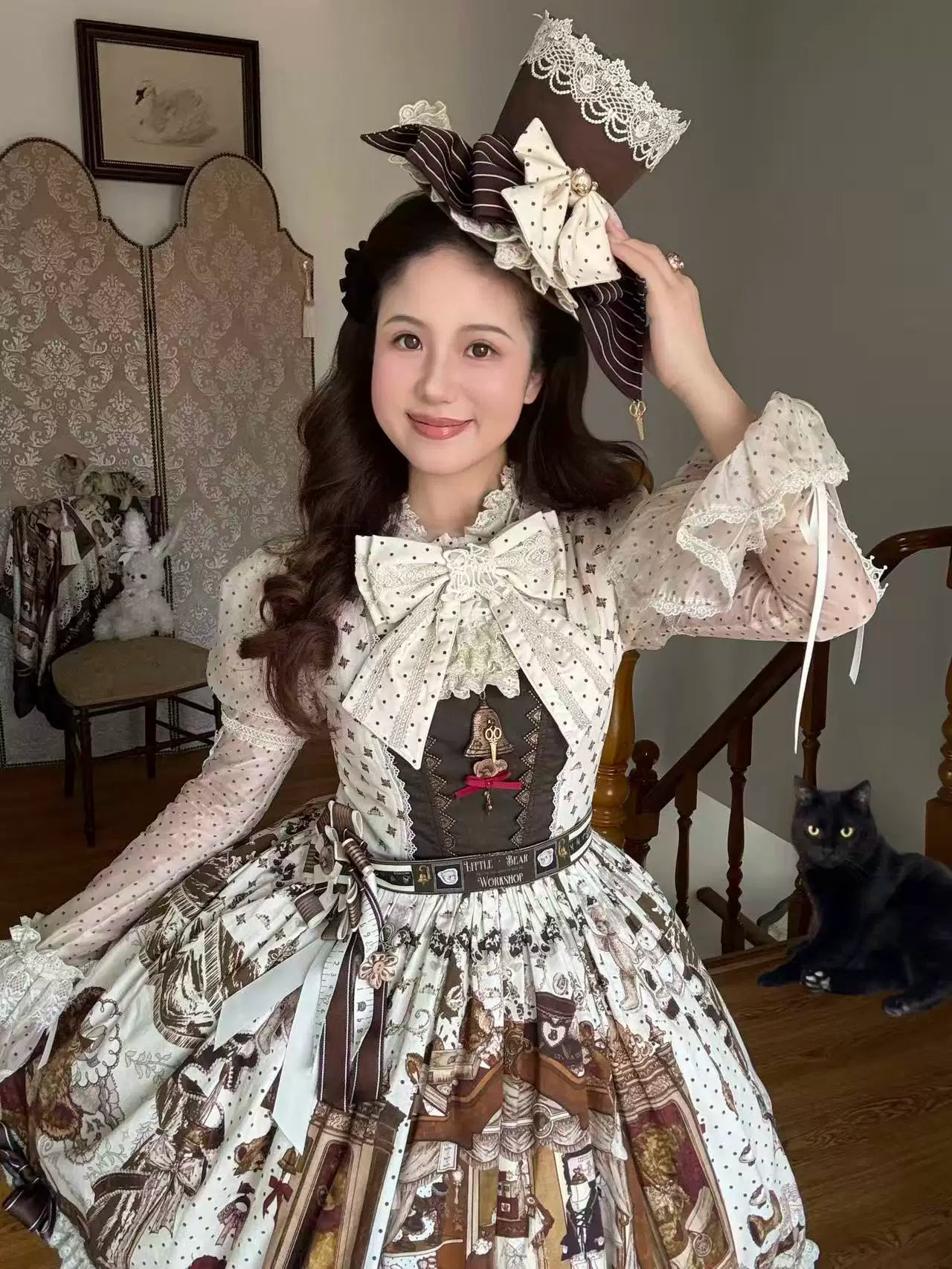 Little Bear Workshop - Cotton Sweet Lolita JSK & OP Dress, Printed Bodice