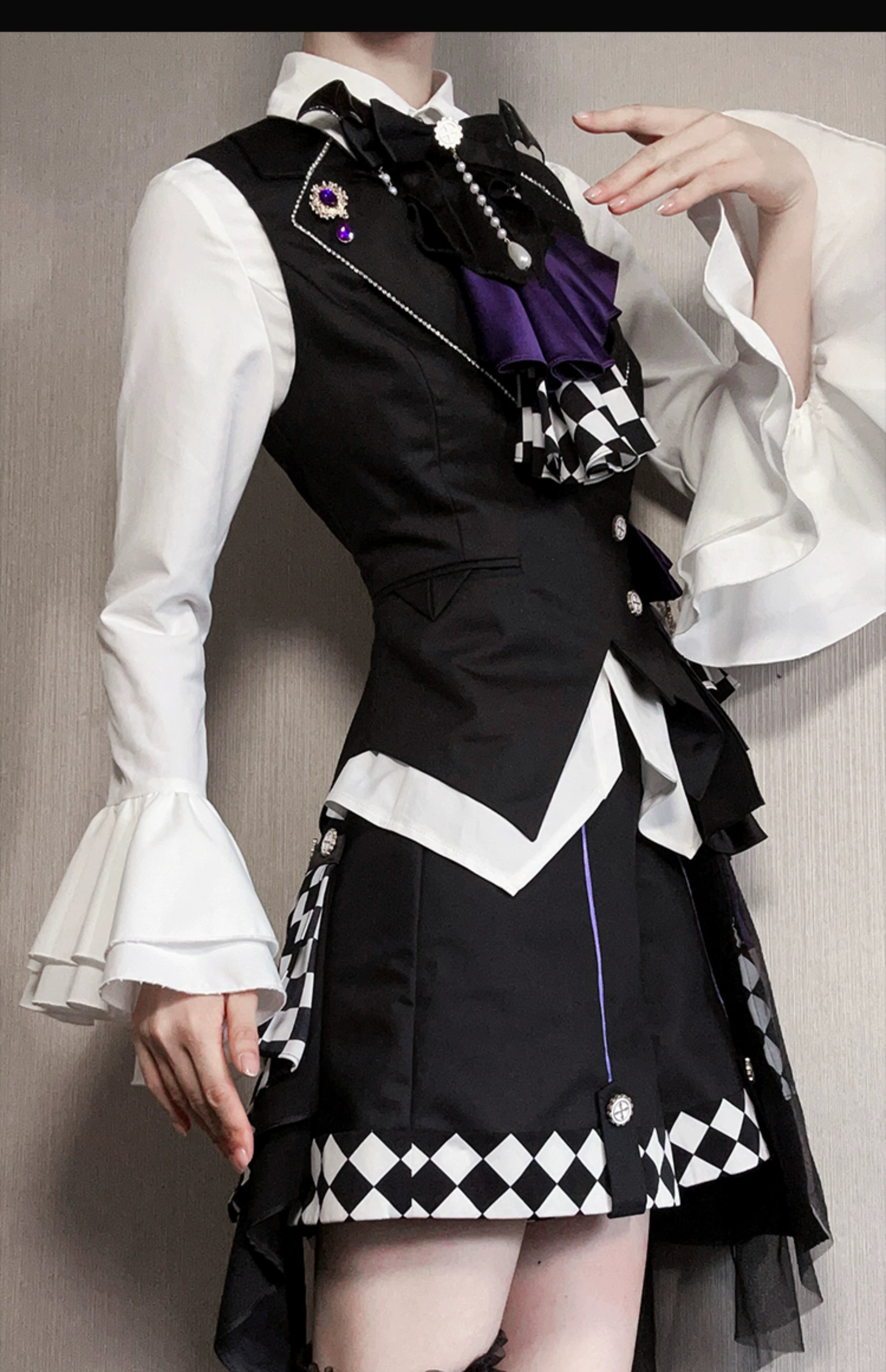 Forest Fluorescent Carps - The Judge's Game - Black Ouji Lolita Shorts Suit Prince Long Sleeved Shirt
