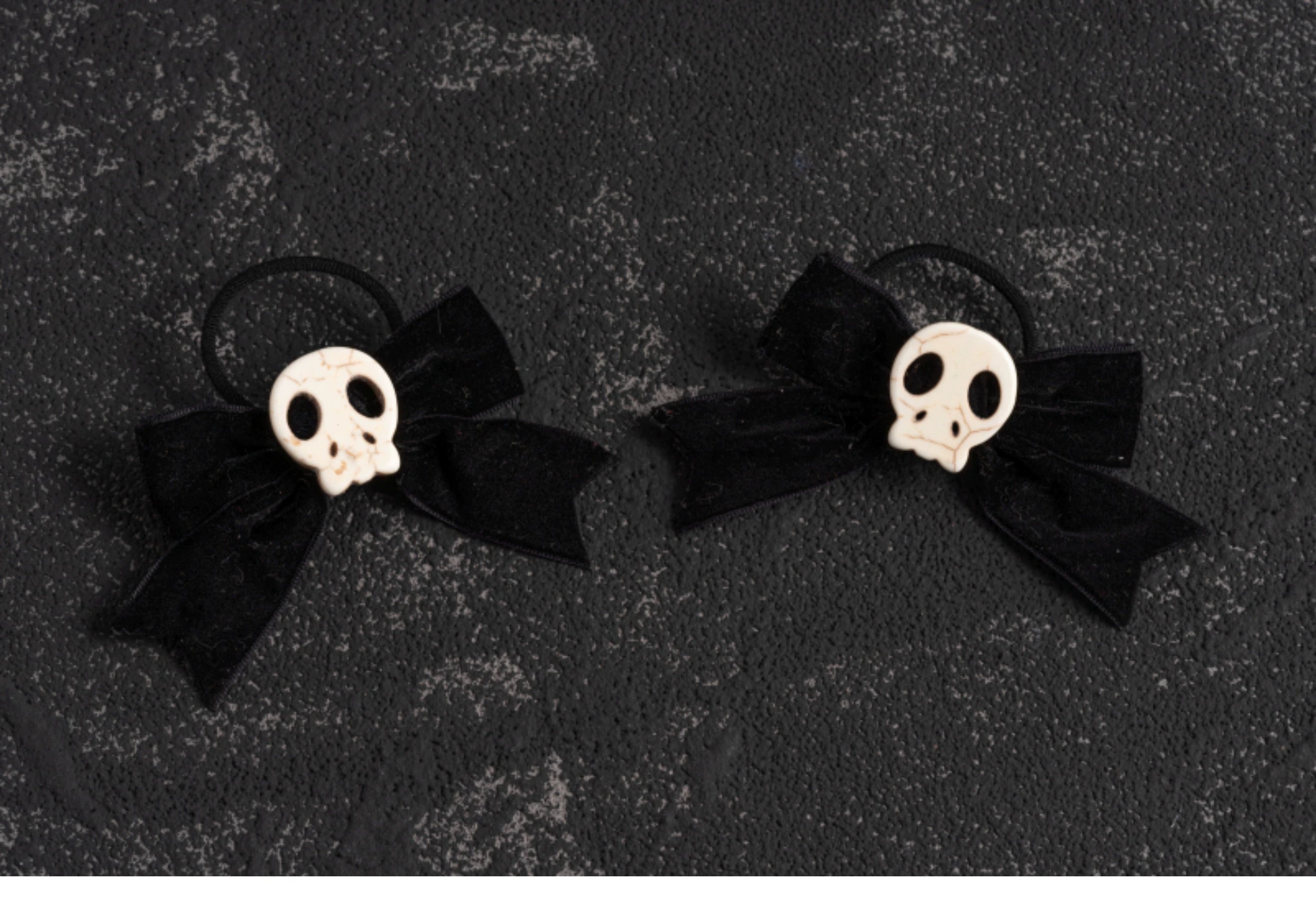 Strange Sugar~Gothic Hair Accessories Set Skulls Sharks Lolita Clips Headbands No.3 A Pair of Small Skull Bow Hair Ties 36666:533232