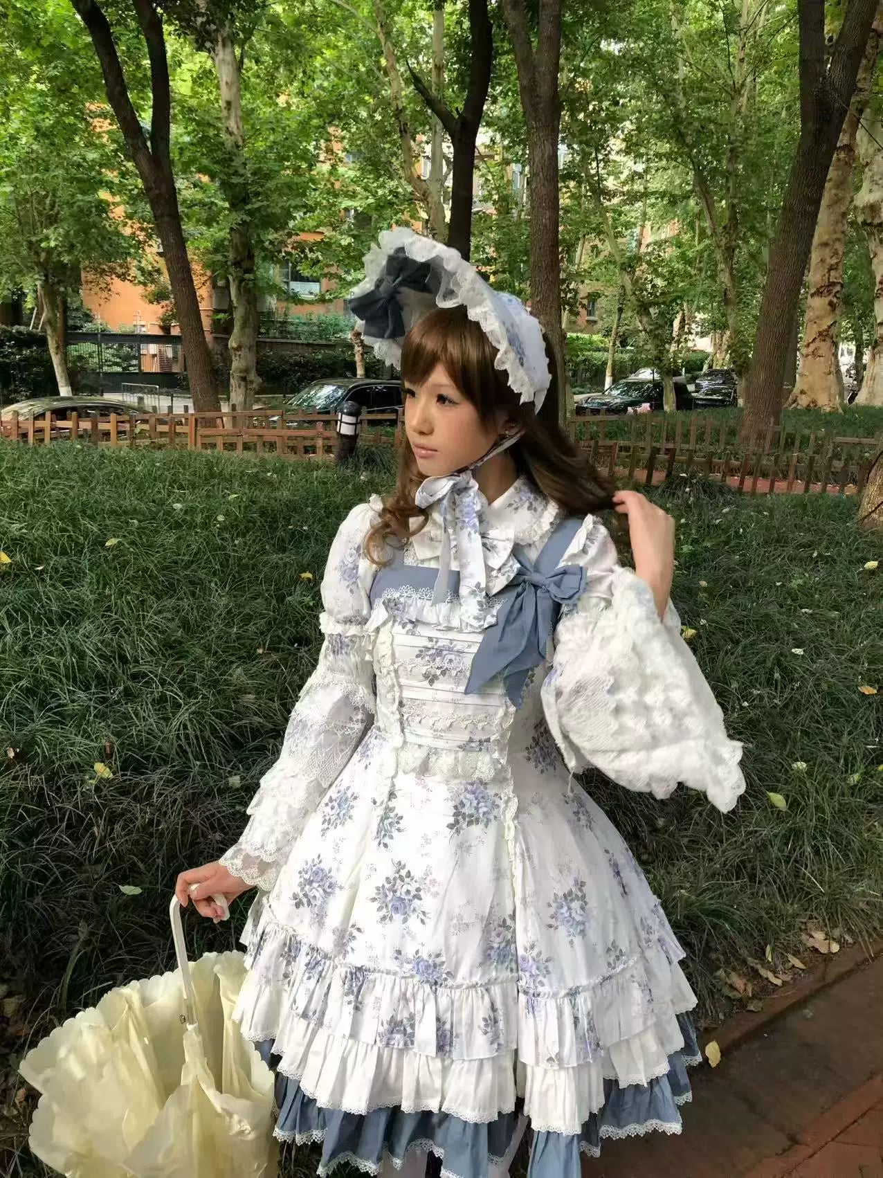 Falling Jacaranda Dream - Old School Lolita Jacaranda Printed JSK Dress 45732:859810