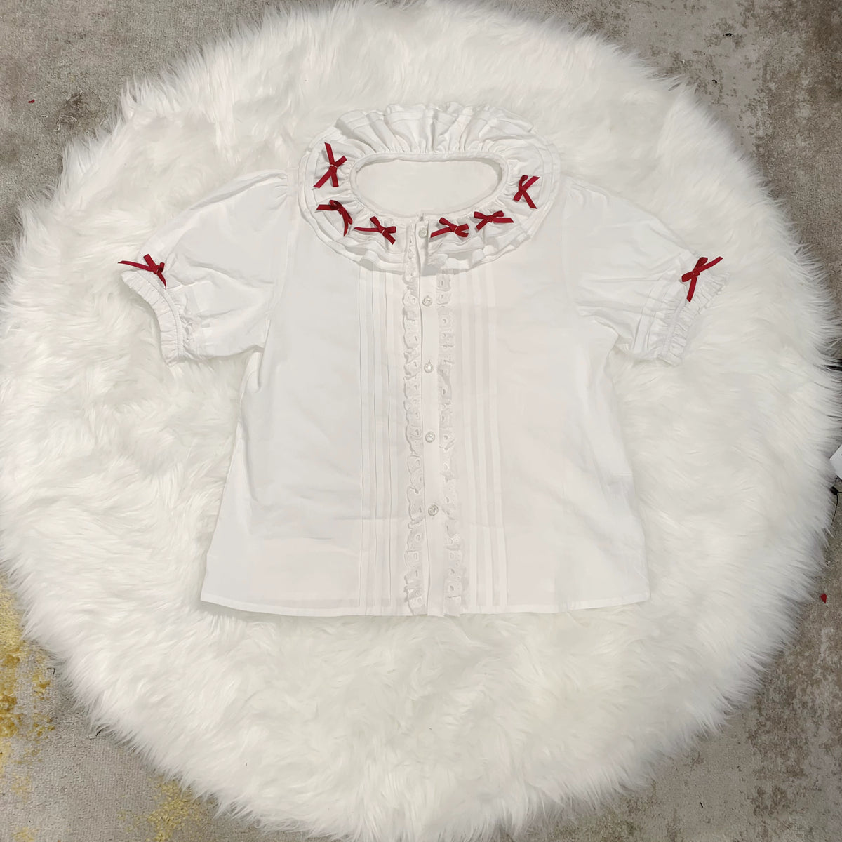 Chubby Cat Diary - Plus Size Sweet Lolita Shirt, Detachable Sleeves (2XL 3XL L M S XL) 43750:784772