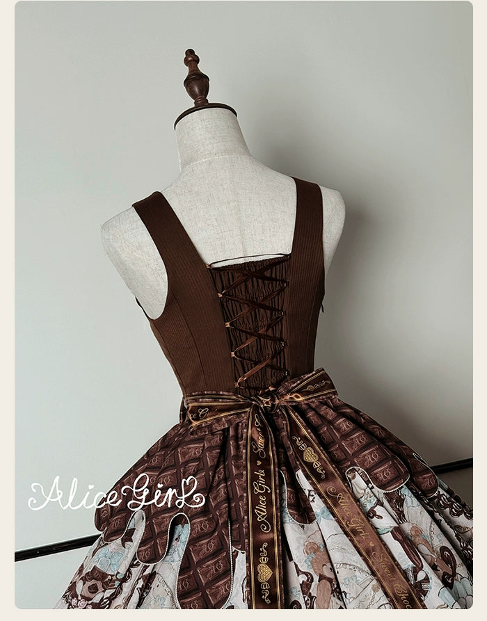 Alice Girl - Bear Chocolate Bar - Kawaii Lolita JSK & Salopette Dress 43851:787070