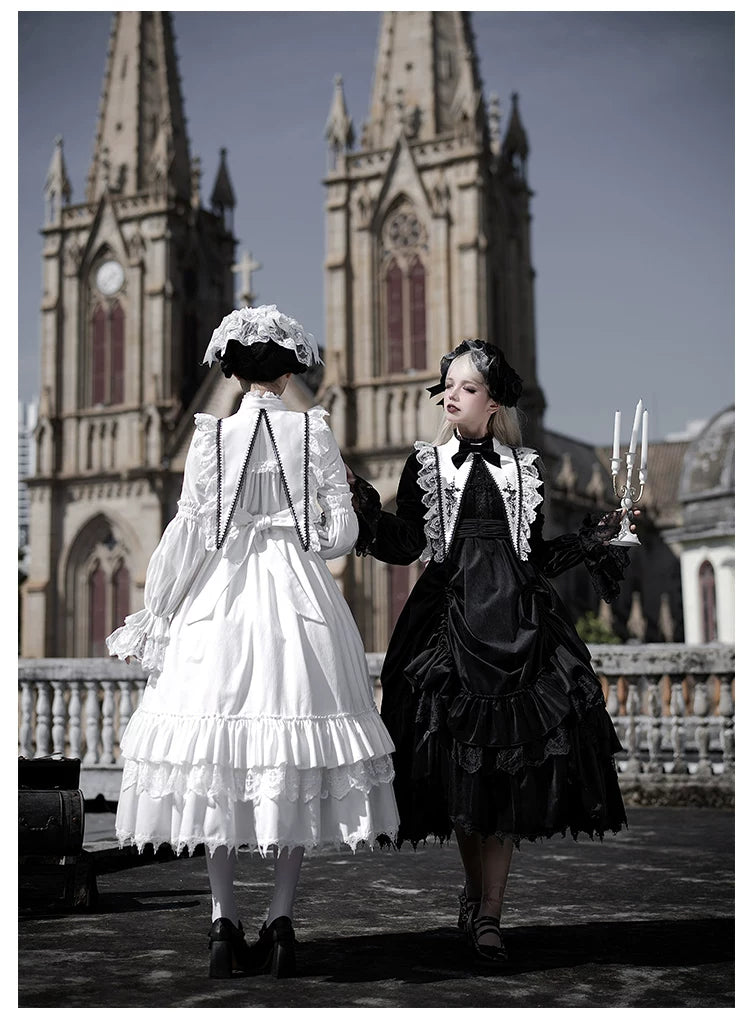 Dawn Bell & Dusk Song - Gothic Lolita Velvet OP Dress, Back Zipper