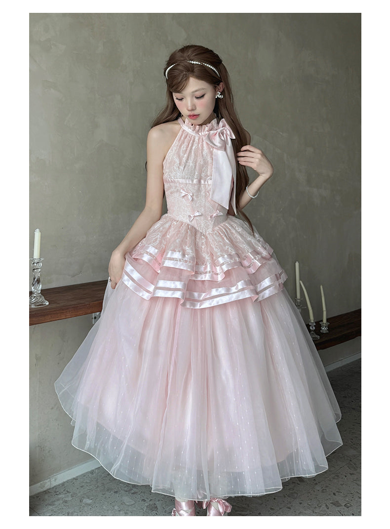 Urtto - Moonlight Dance - Elegant Lolita Halter-neck JSK Dress in Ballet Style