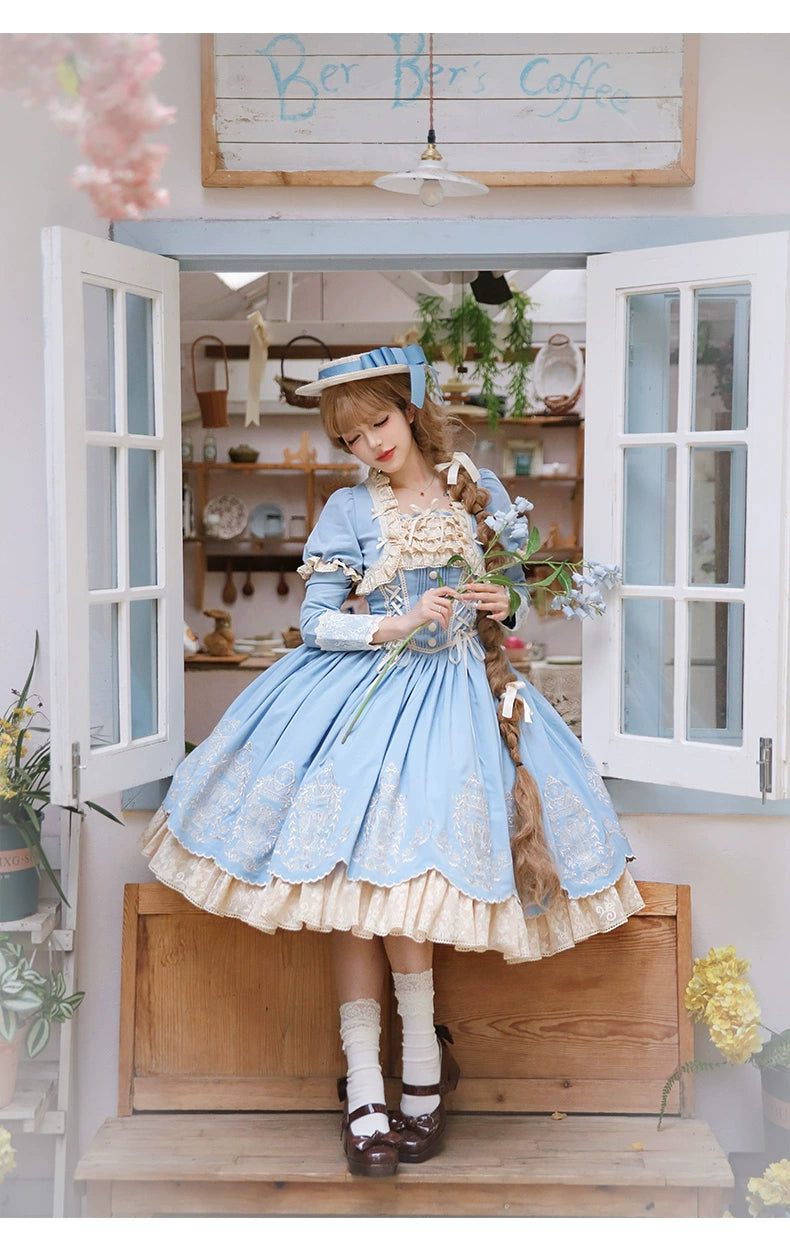 Amber Realm - Dream Strings - Embroidered Classic Lolita OP Dress, Princess Sleeves 44349:805122