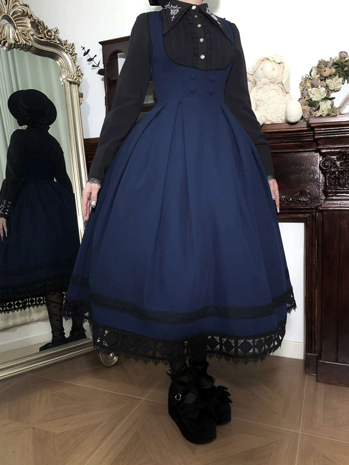 Serenade - Bust-Supporting Elegant Lolita JSK Dress, Three Length Styles 44419:807346