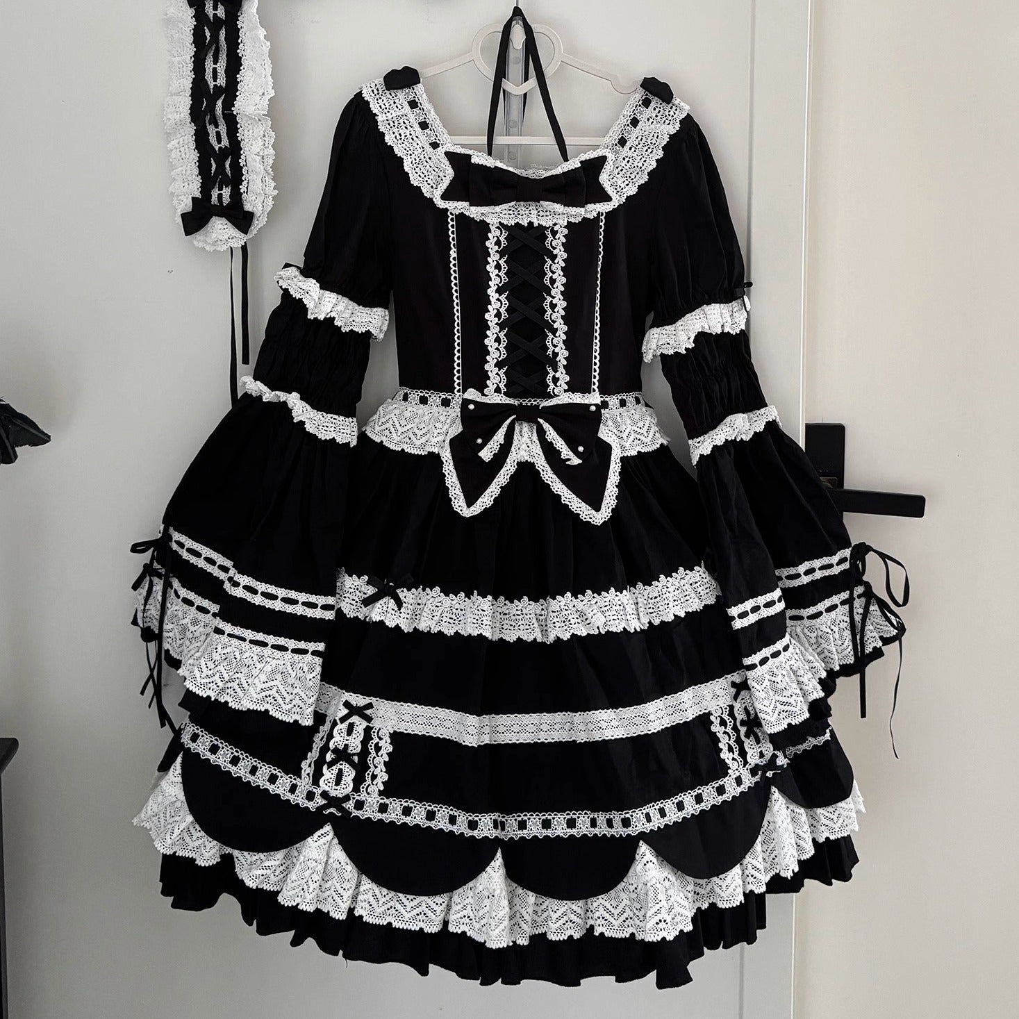 AerialCat~Cream Petals~Old School Lolita OP Tiered Ruffles Cotton Dress 42762:752233