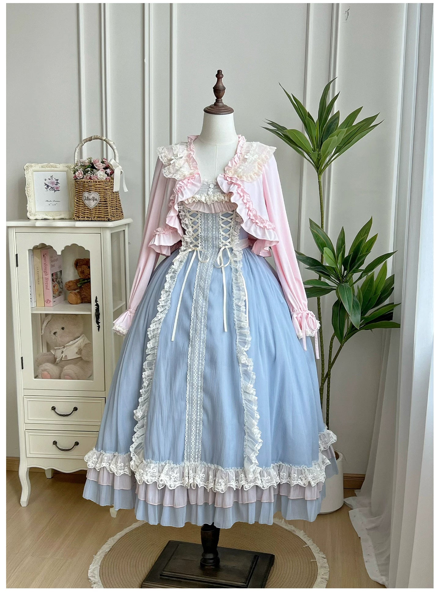 Island Diary - Classic Lolita Flutter Sleeve JSK Dress, Ruffled Lace 45533:855169