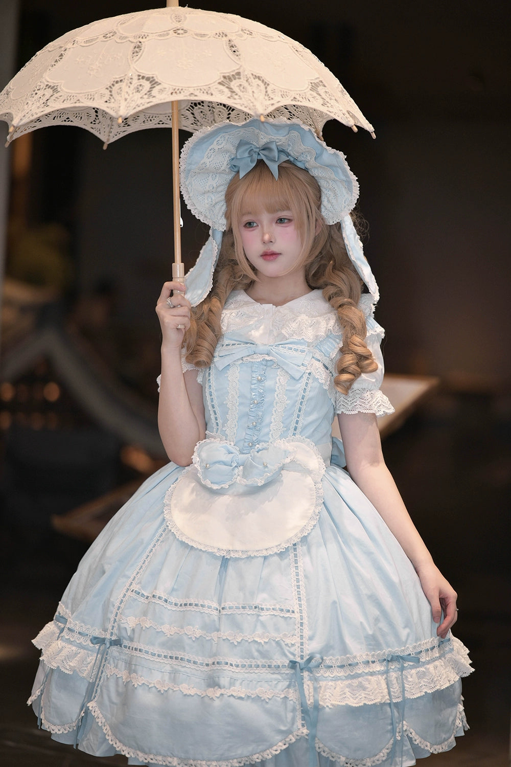 Vintage Petal Rabbit - Cotton Old School Lolita JSK Dress With Petal-Shaped Hem 43136:769614