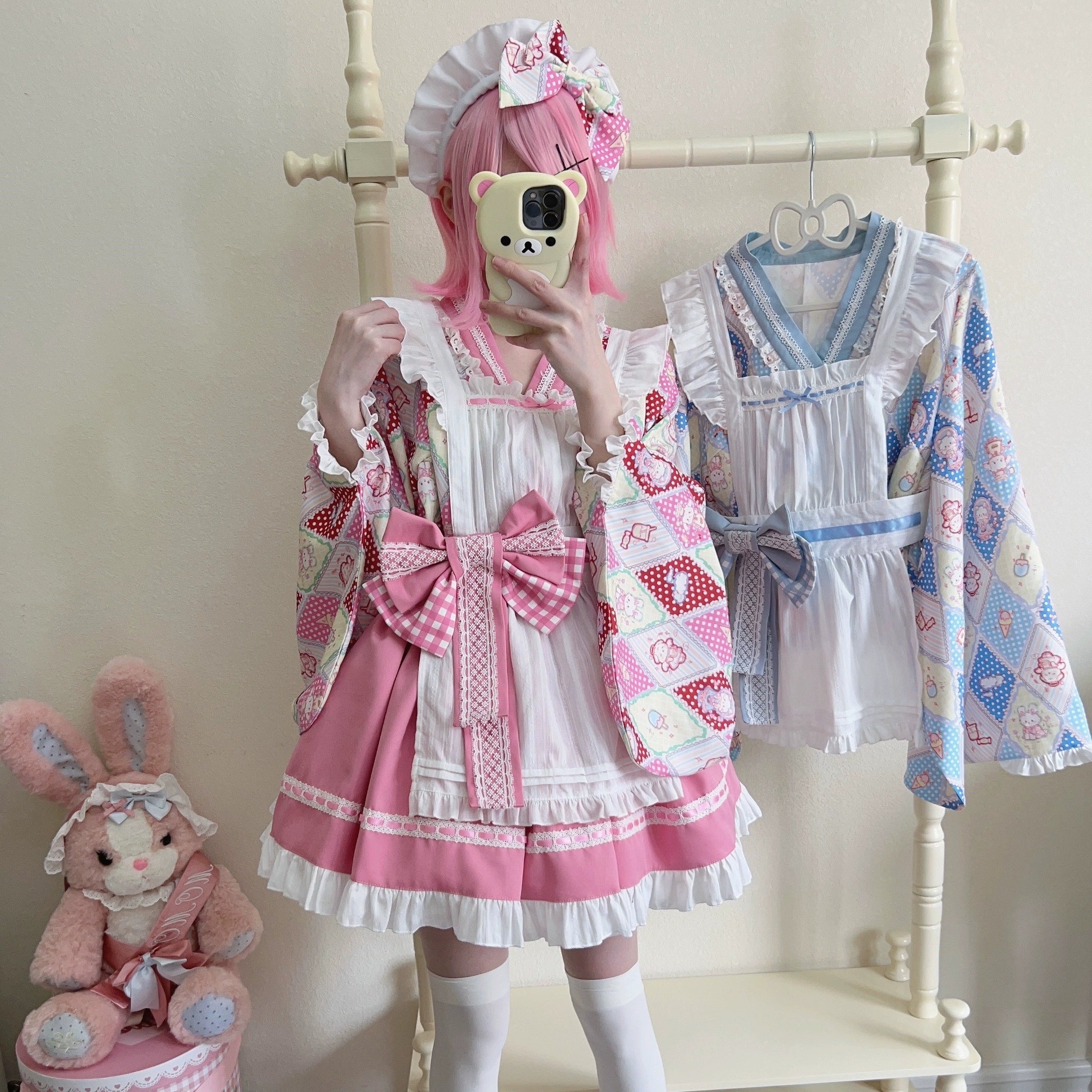 Sugar Girl~Showa Sweetness~Maid Wa Lolita Skirt Set Cute Summer Lolita Bow Apron 35422:520306
