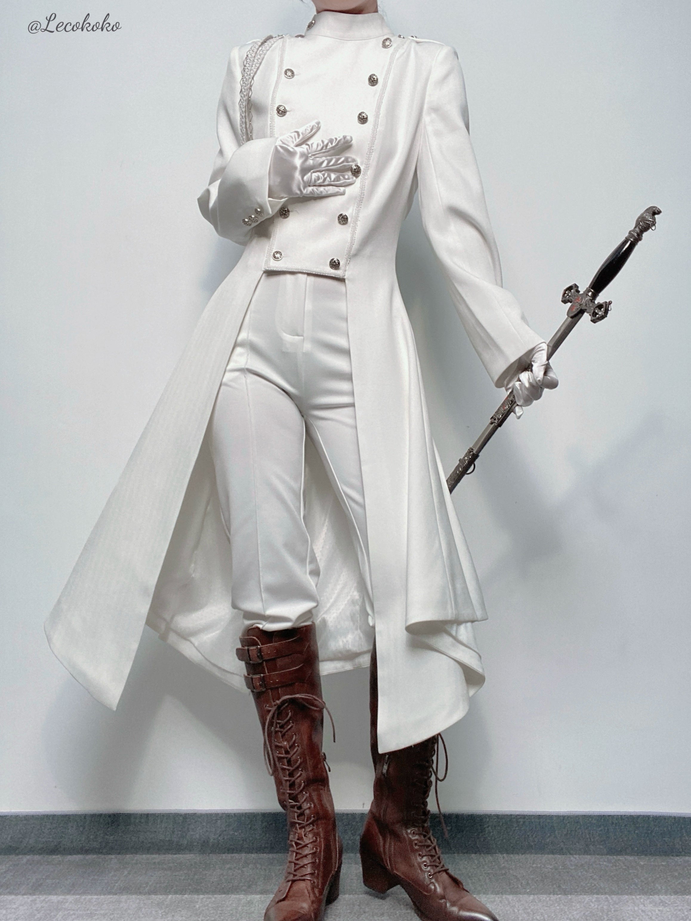 Galaxy Key - Eternal Night Moon - Double-Breasted Ouji Lolita Coat, Built-in Shoulder Pads 44342:805346