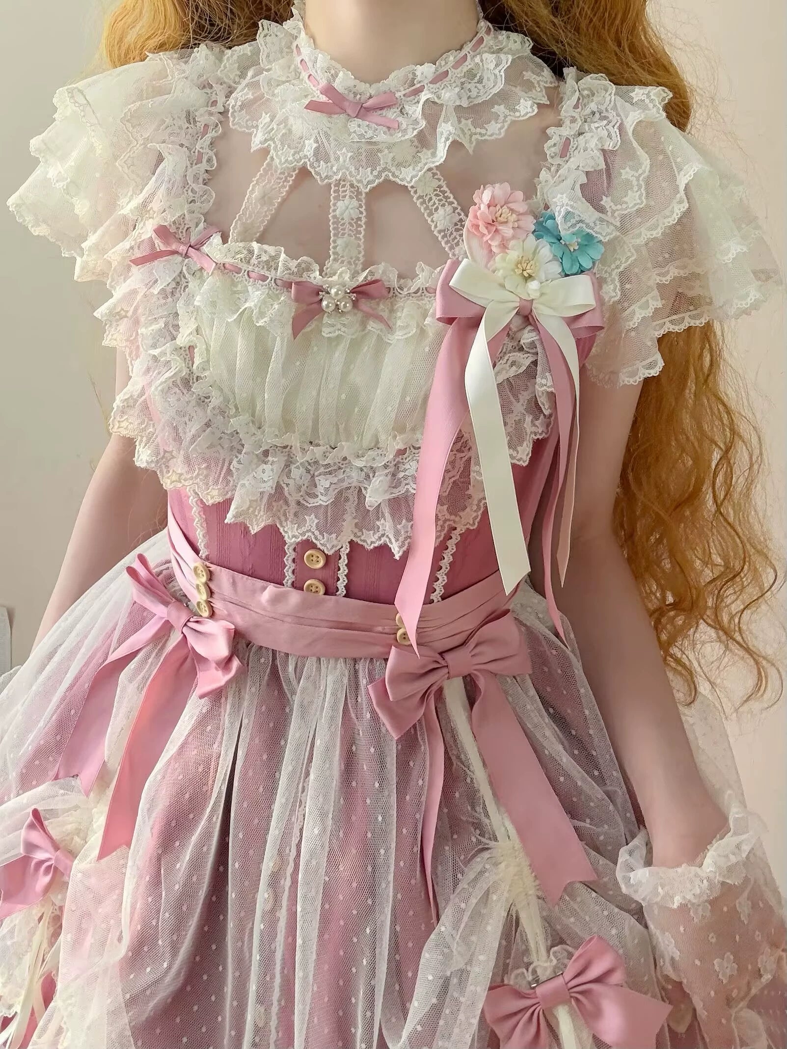 Fluttering Cherry Spring Strings - Cotton Sweet Lolita JSK Dress