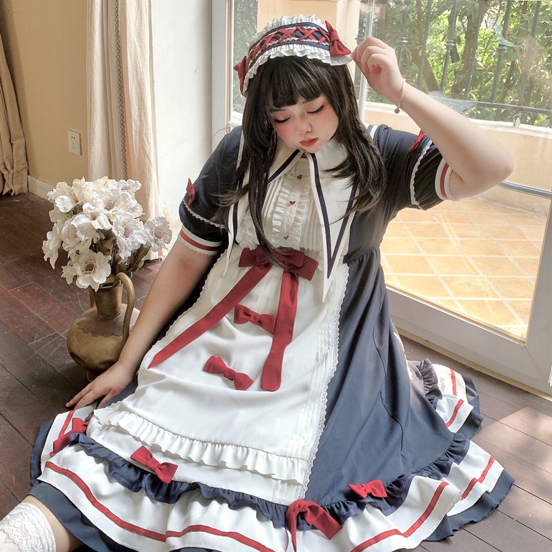 Niu Niu - Candy Sweethearts - Plus Size Lolita OP Short-Sleeve Princess Dress XL dark blue