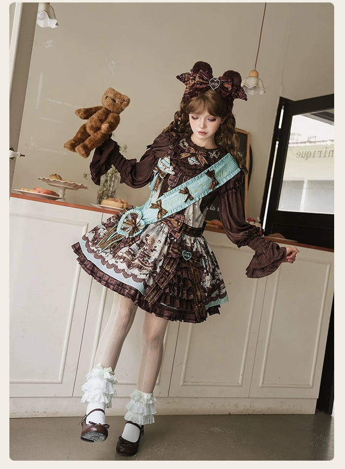 Alice Girl - Bear Chocolate Bar - Kawaii Lolita JSK & Salopette Dress