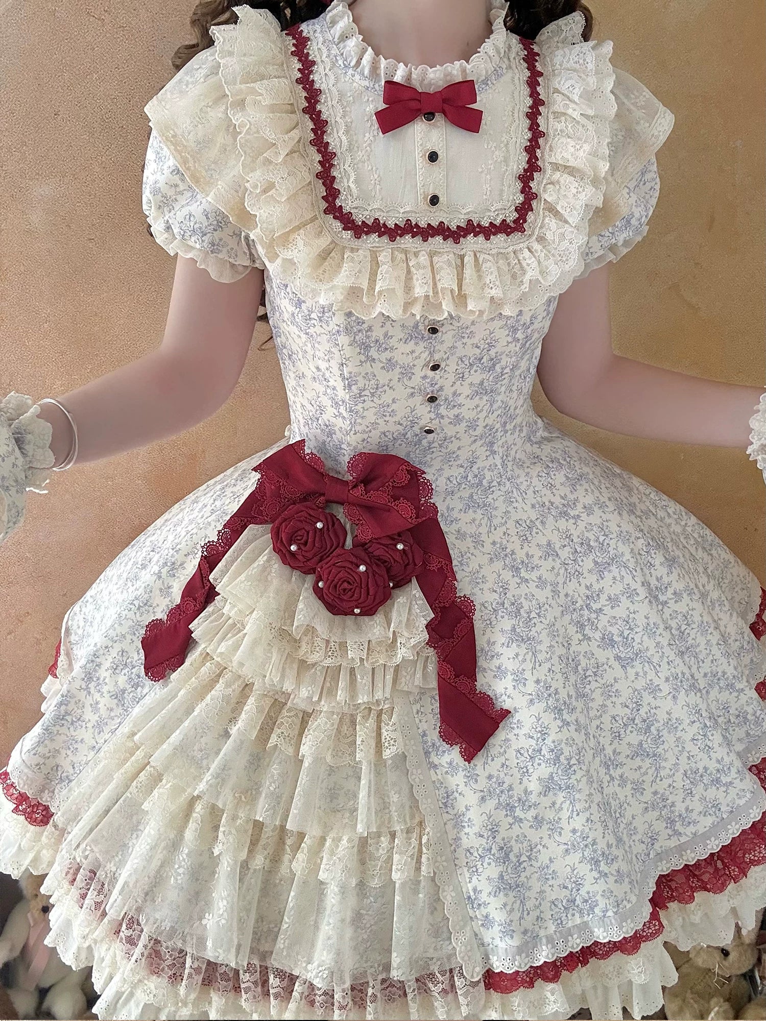Miss Bula - Cotton Old School Lolita Floral Print OP Dress