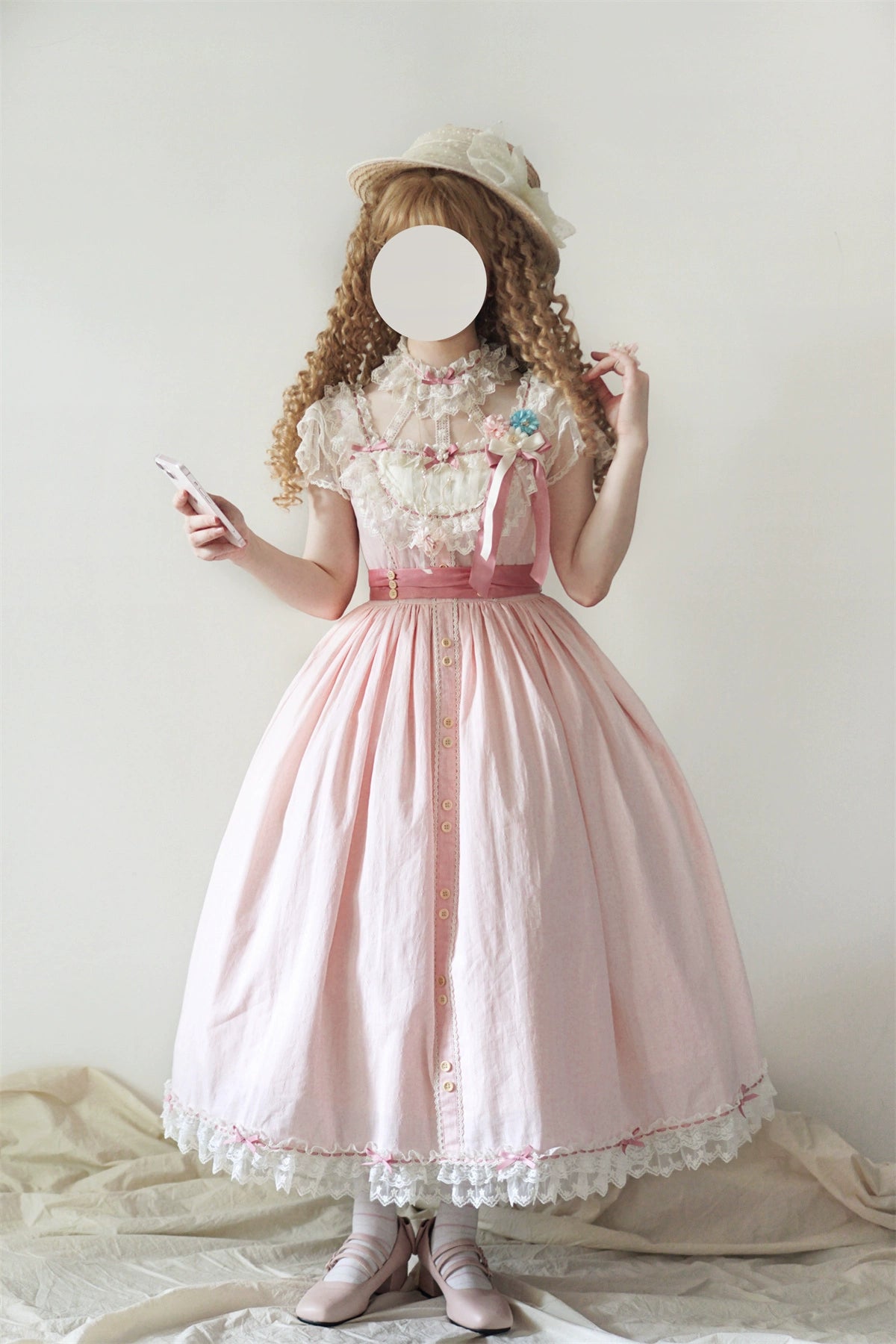 Uncle's Workshop - Fluttering Cherry Spring Strings - Cotton Sweet Lolita JSK Dress 42196:776726