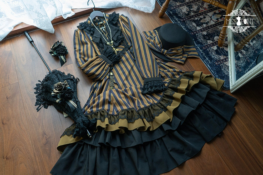 Miss Point - Perintz Manor - Gothic Lolita OP Long Sleeve Retro Lolita Dress 39904:643066