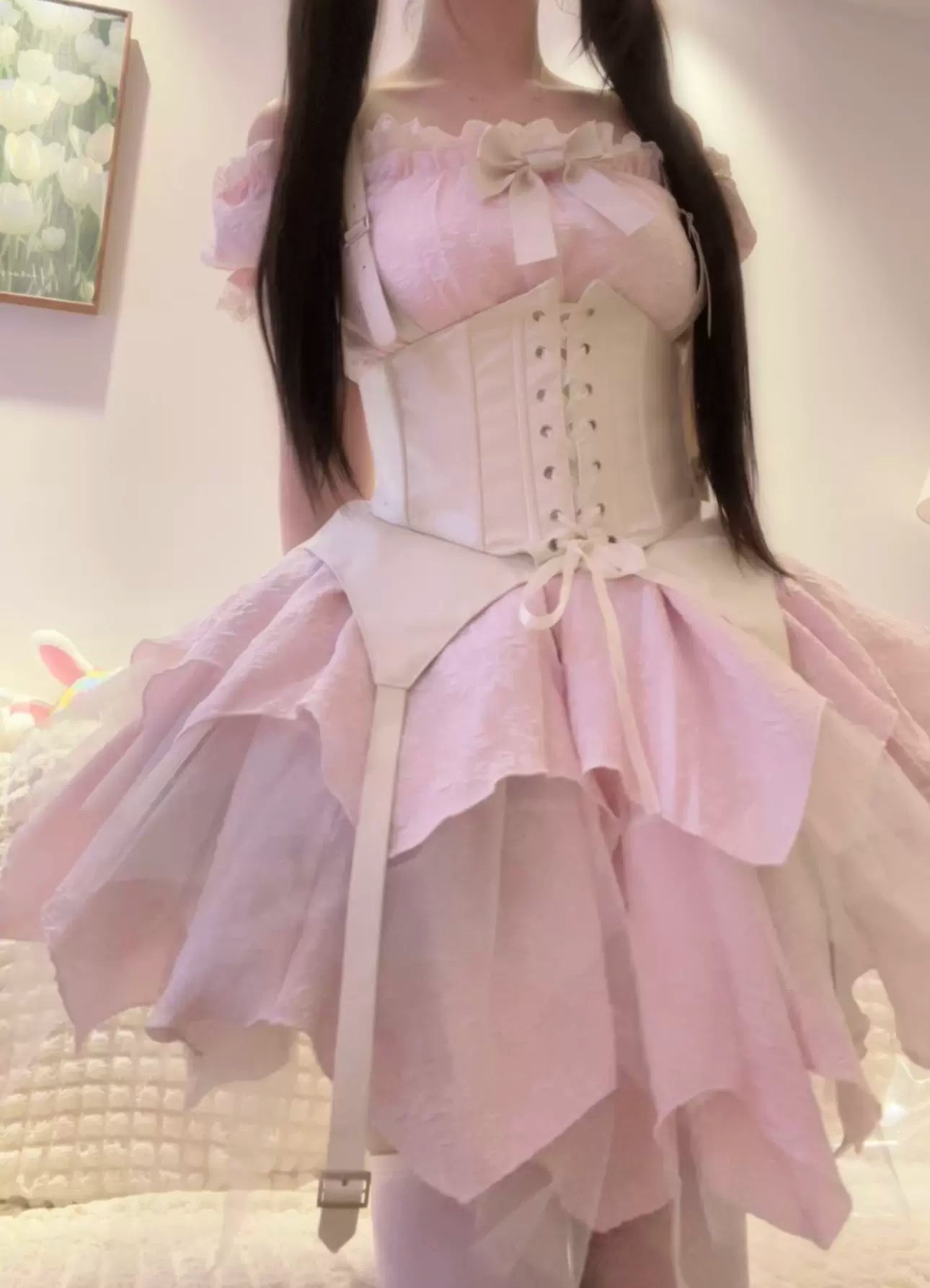 Kiko Lolita - Gothic Enchanting Lolita Nightshade Princess Skirt Set size1 (sm) pink