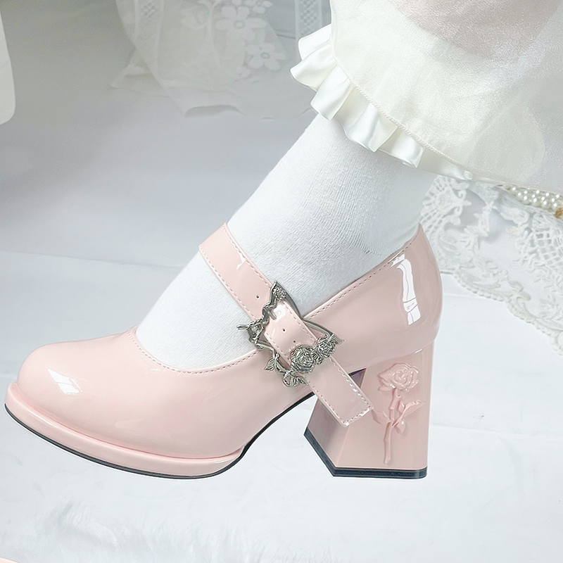 Dreamland~Wanxiang Cycle~Elegant Lolita Heel Shoes with Embossed Rose 42471:741393
