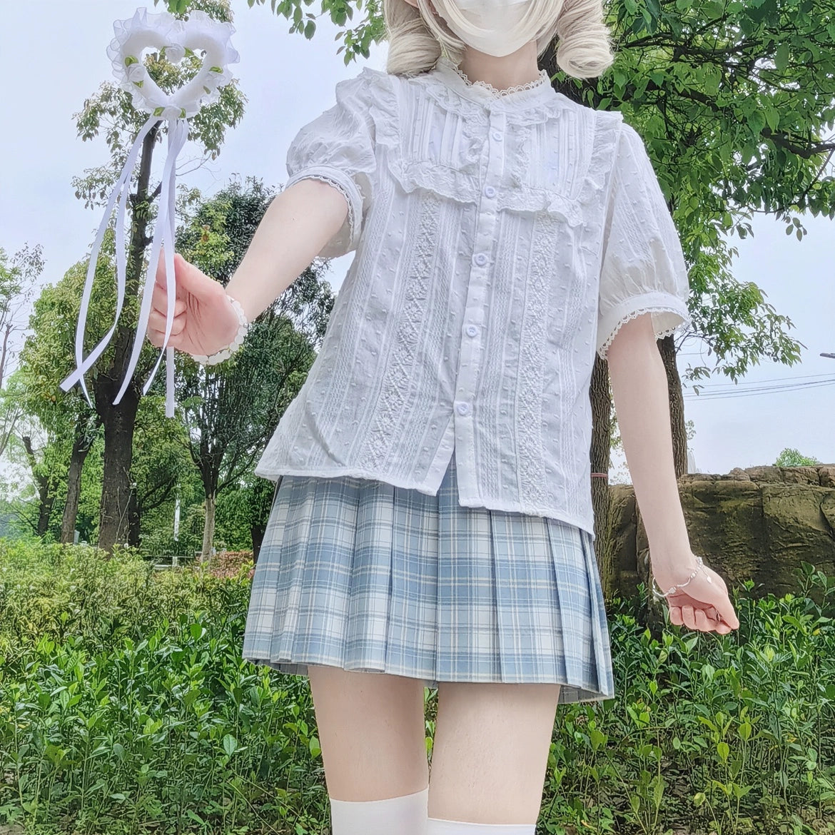 DMFS Lolita~Sweet Lolita Blouse Cotton Summer Short Sleeve Shirt 35844:505608