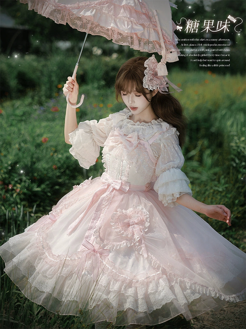 Mewroco - Candy Flavor - Gorgeous Sweet Lolita Dress, Lace & Petal Hem 43711:783679