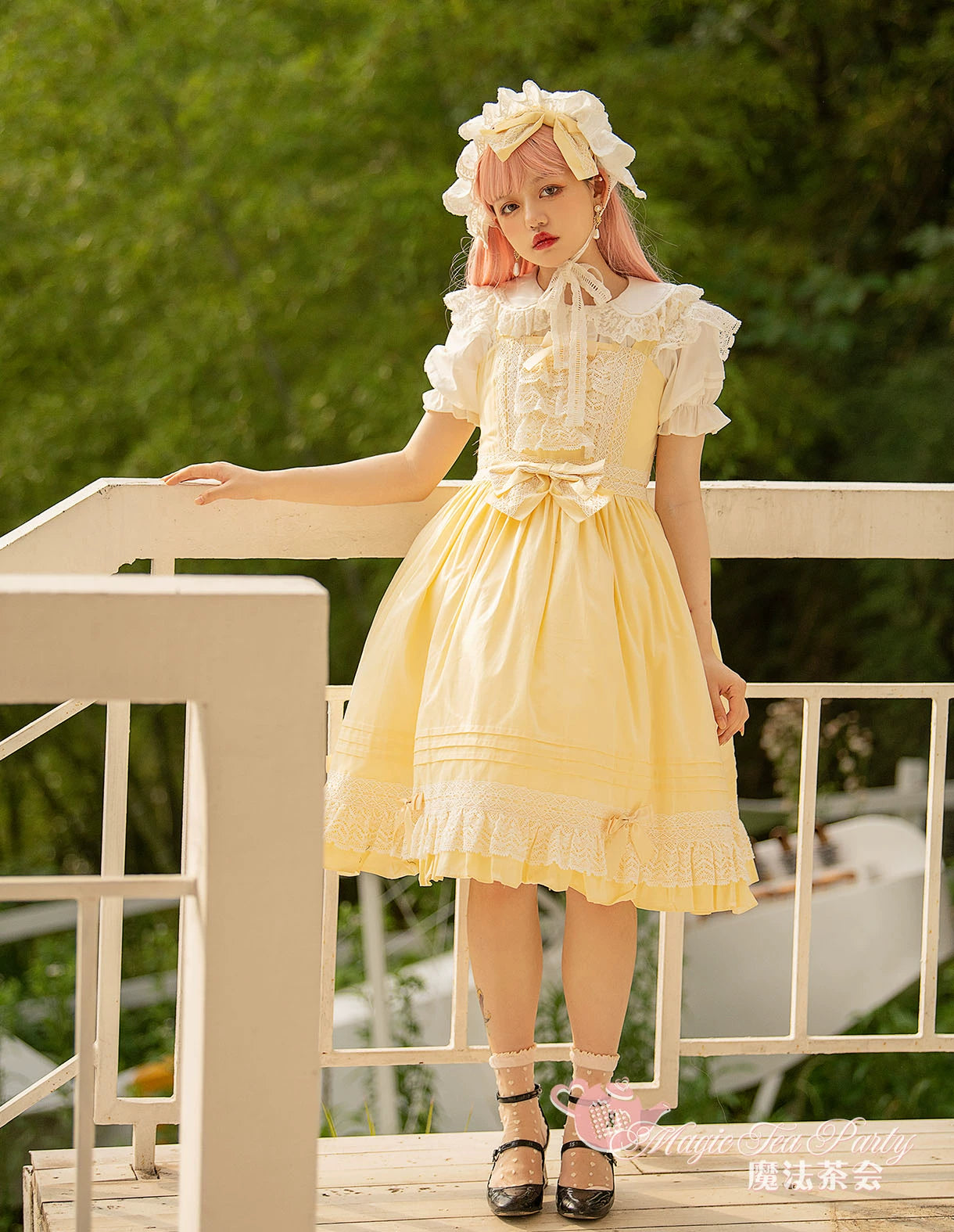 Magic Tea Party~Cute Lolita Jumper Skirt Multicolors JSK L Creamy yellow JSK 