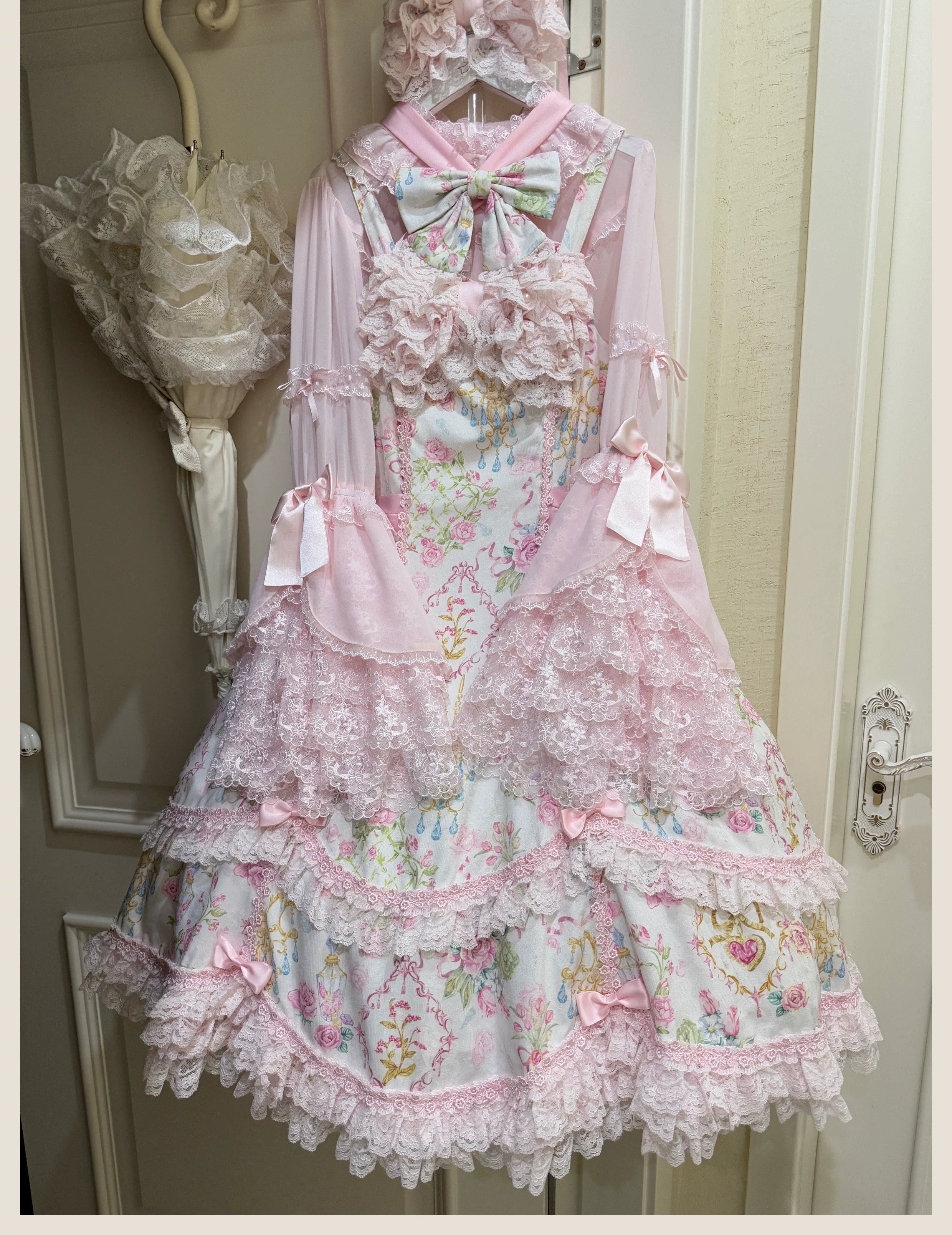 Spring 2025 - Floral Old School Lolita JSK Dress, Lace Trims