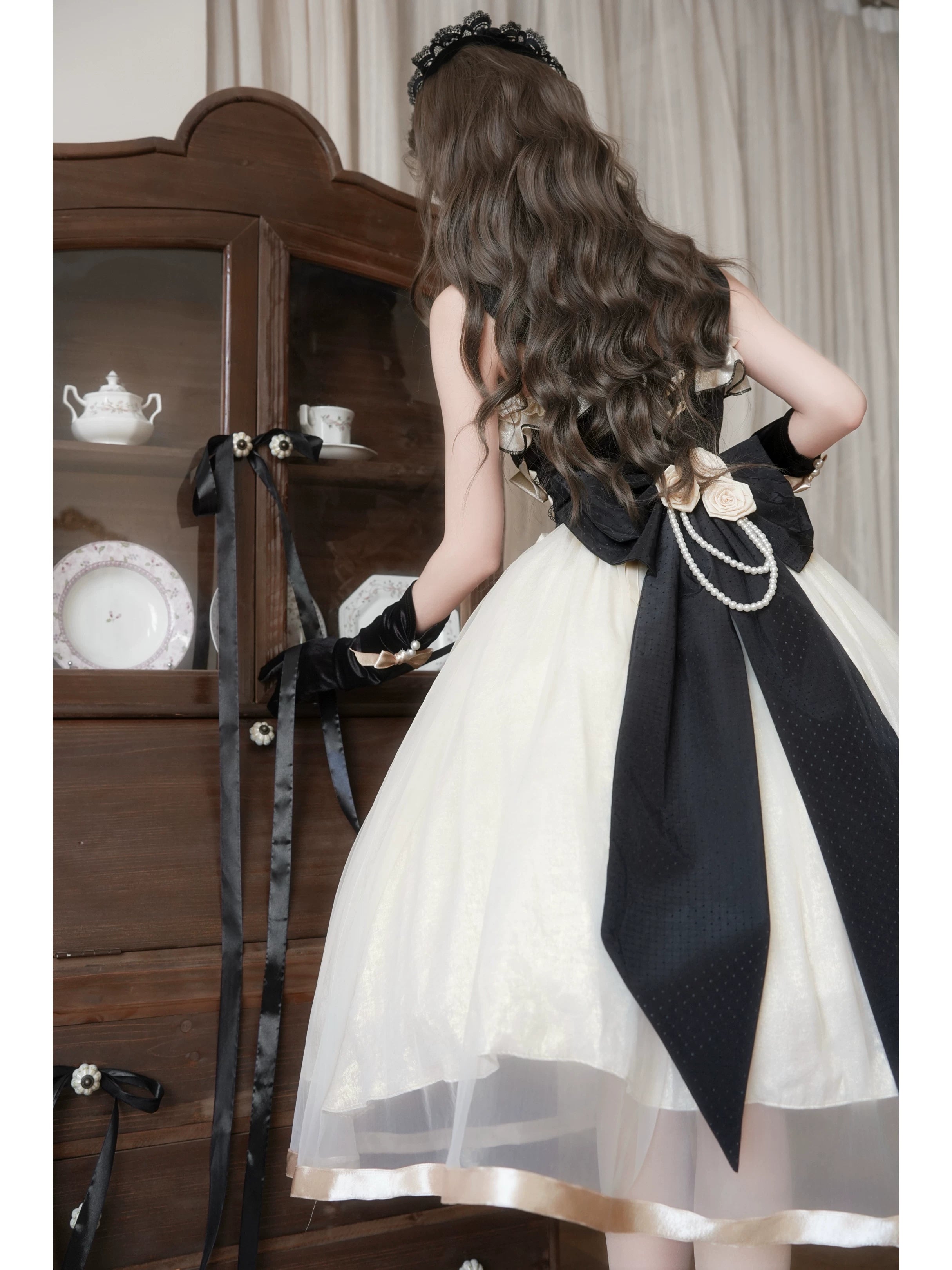 Paris Souvenir - Classic Lolita Corset JSK Dress with 3D Rose Decor