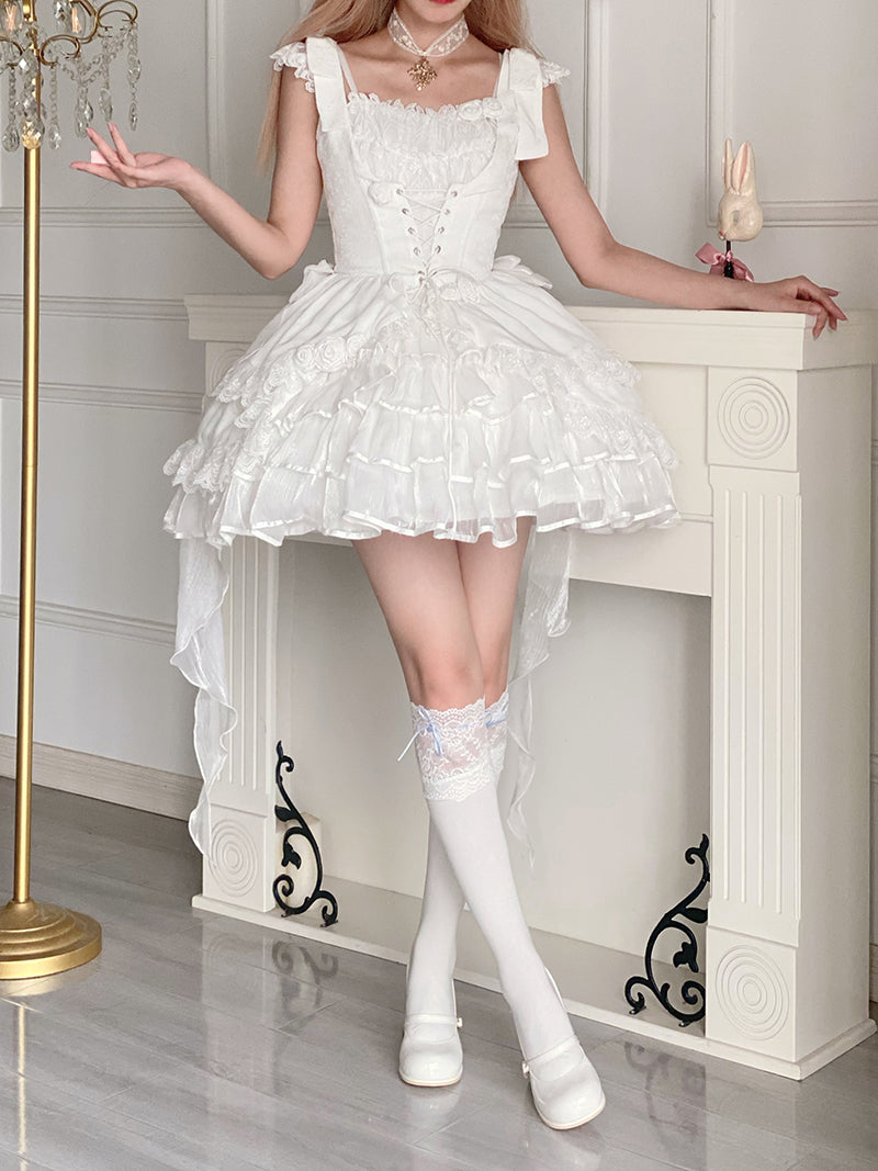 Your princess~Sweet Lolita White Princess Flounce Hemline OP 17510:277420