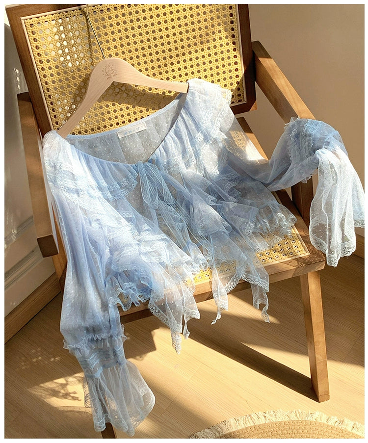 With PUJI~Letters and Poetry~Summer Classic Lolita Tulle Lace Bolero with Multi-Color 42928:758075