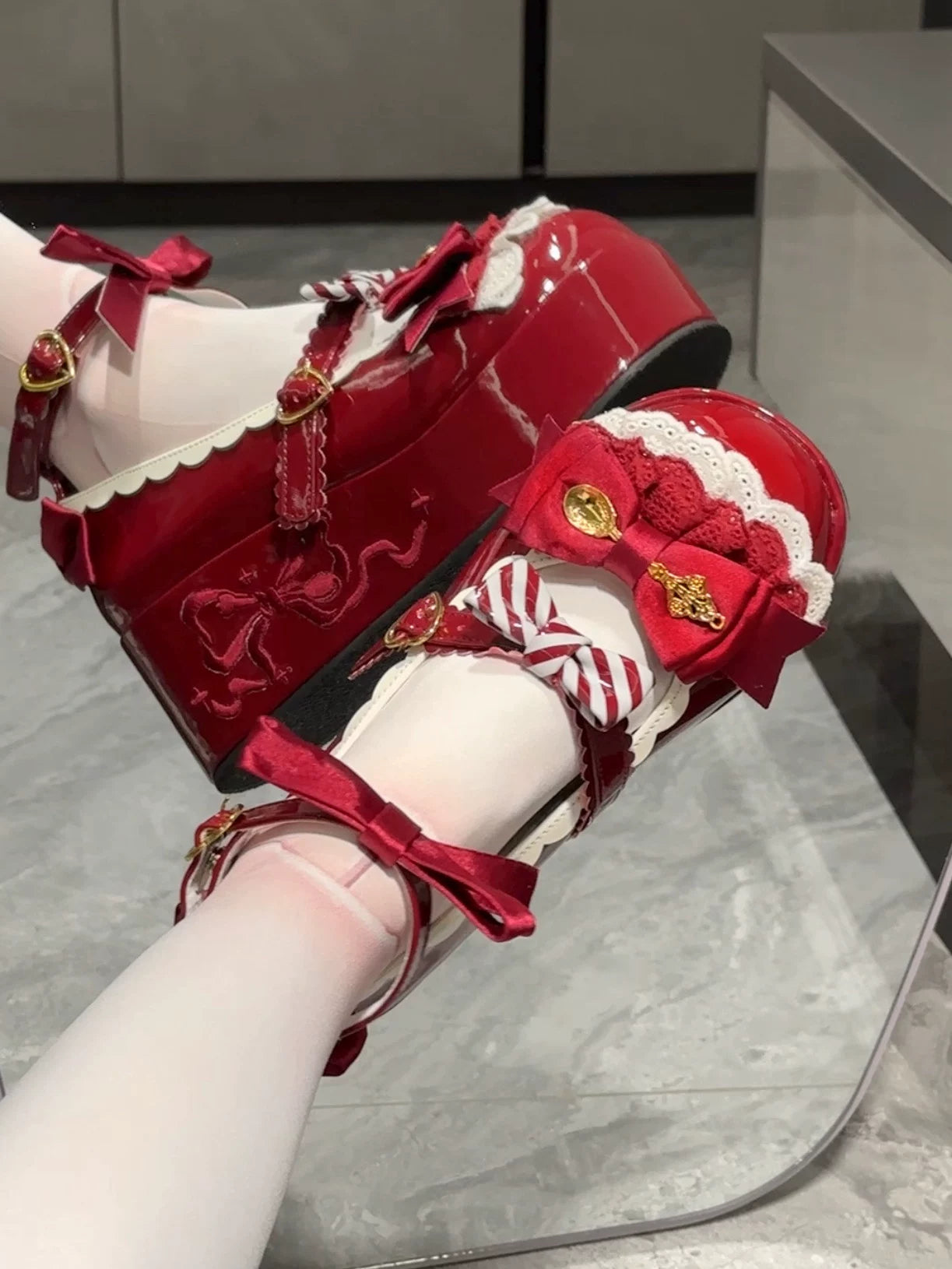 Mousse Rolls - Platform Sweet Lolita Shoes, Detachable Golden Spoon