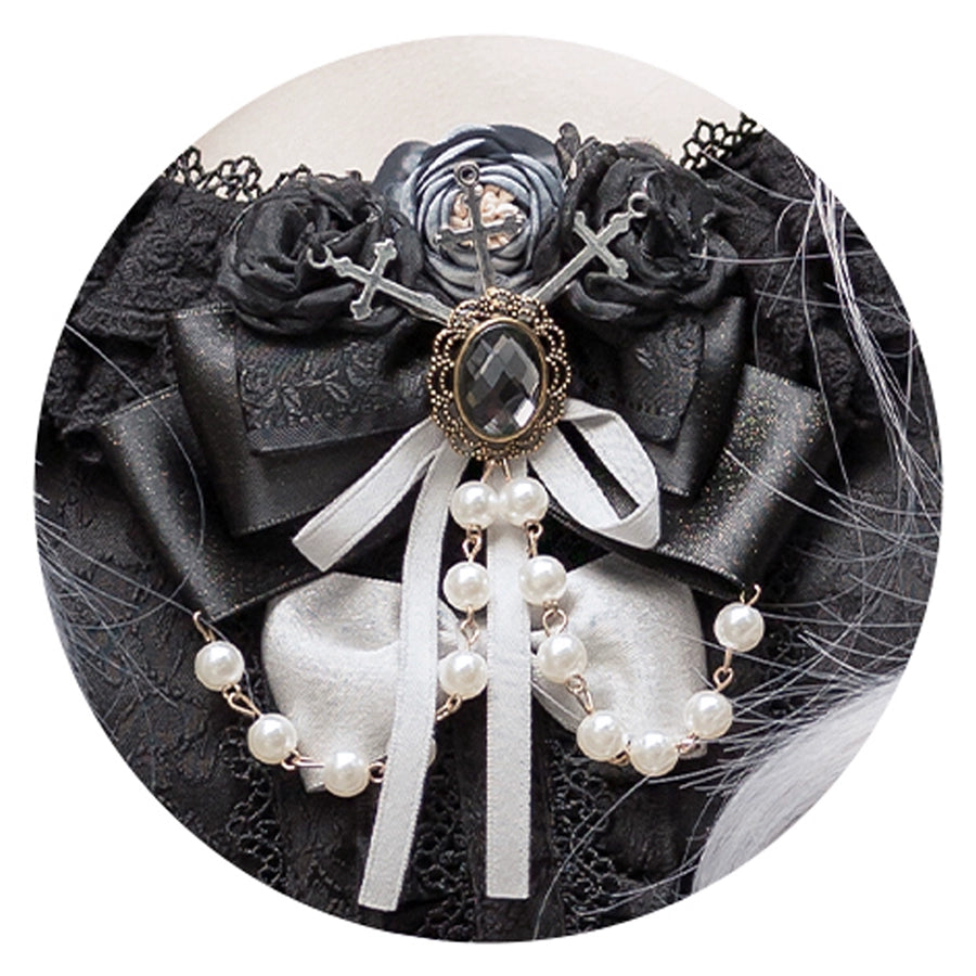 Luna Planetarium - Evil Fang - Gothic Lolita Accessories Brooch Necktie Clip KC Hat Gray-Dual-purpose side clip